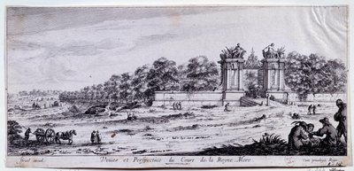 Vista e perspectiva do Cours de la Reine Mere Esta caminhada foi criada em 1616 perto da Place de l