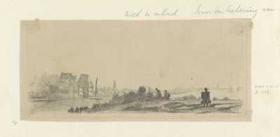 Paisagem com canal, pescadores e leiteiro Recueil de quatre-vingt-cinq estampes originales (título da série) de Claude Henri Watelet (possibly)