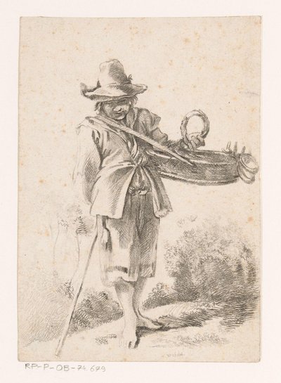 Jovem vendedor de pão numa paisagem de Claude Henri Watelet