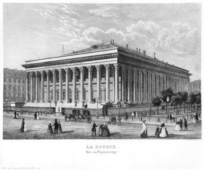 A Bolsa e o Tribunal de Comércio, Paris, depois de um daguerreótipo, c.1840 de Claude Hilaire Alphonse Chamouin