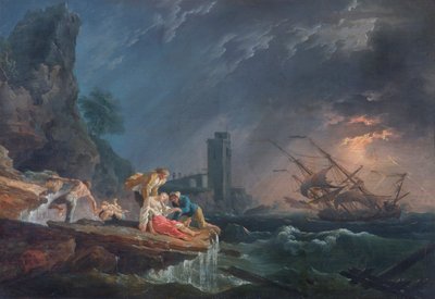 Um Naufrágio, c.1760-65 (óleo sobre tela) de Claude Joseph (after) Vernet