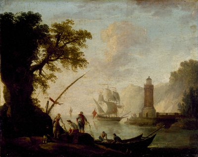 Uma vista costeira do Mediterrâneo, sem data de Claude Joseph Vernet