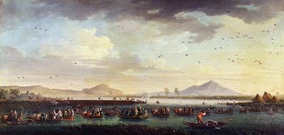 Charles III de Bourbon, rei de Sapin e do Reino das Duas Sicílias Duck Hunting no lago Patria em 1746, 1749 de Claude Joseph Vernet