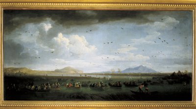 Charles de Bourbon caçando patos no Lago Patria, pintura de Joseph Vernet de Claude Joseph Vernet