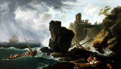 Cena Clássica da Costa Italiana (óleo sobre tela) de Claude Joseph Vernet