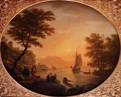 Dia - Uma enseada rochosa Italianate com pescadores de Claude Joseph Vernet