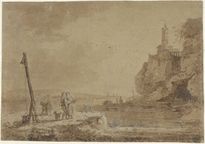 Pequeno porto sob penhascos de Claude Joseph Vernet