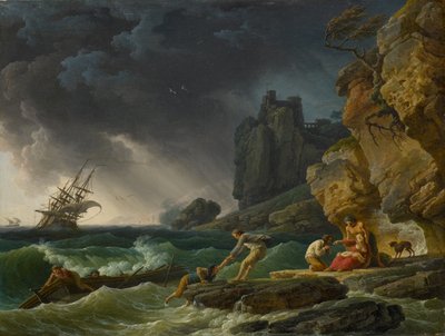 Mar tempestuoso com naufrágio, 1780 de Claude Joseph Vernet