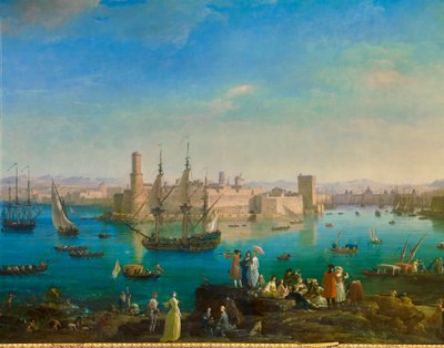 A entrada do porto de Marselha, em 1754. Pinturas de Joseph Vernet (1714-1789) detalhe de Claude Joseph Vernet