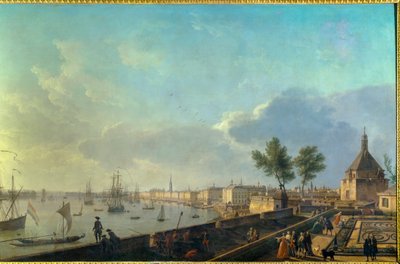 O porto de Bordeaux com as muralhas Pintura de Joseph Vernet (1714-1789) Século XVIII. Paris. Museu da Marinha de Claude Joseph Vernet