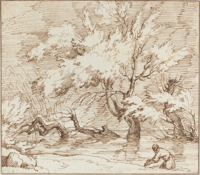 Árvores refletidas em um riacho de Claude Joseph Vernet