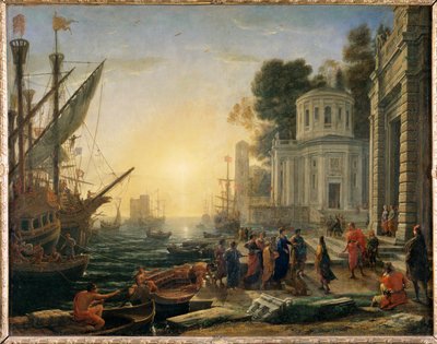 O desembarque de Cleópatra em Tarso para se encontrar com ... de Claude Lorrain (1600-82)