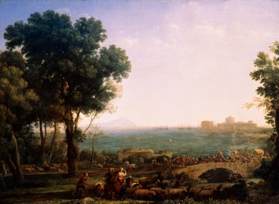 Batalha na ponte, Batalha entre os imperadores Maxêncio e Constantino, 1655. de Claude Lorrain