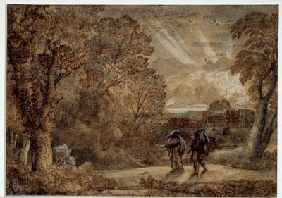 O Enee e o sibilo do esperma. Desenho de Claude Gellee dit Le Lorrain (1600-1682) de Claude Lorrain