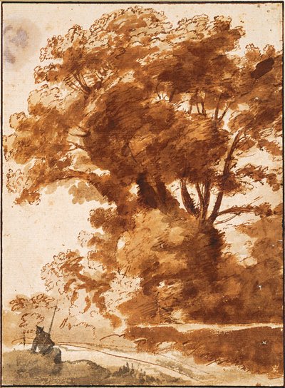 Grupo de árvores e pastor em repouso de Claude Lorrain