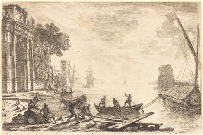 Cena do Porto com Sol Nascente (Le soleil levant) de Claude Lorrain