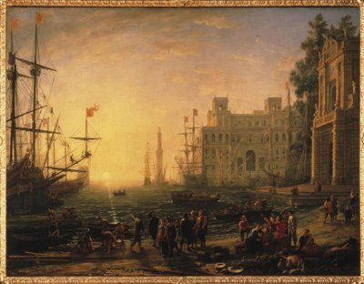 Vista ideal para o porto com a Villa Medici de Claude Lorrain