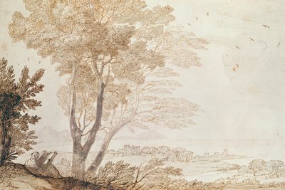 Paisagem (caneta e tinta no papel) de Claude Lorrain