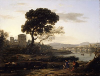 Paisagem perto de Roma com vista para a Ponte Molle, 1645. de Claude Lorrain