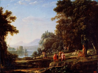 Paisagem com Apollo e Marsyas, 1639-1640. de Claude Lorrain