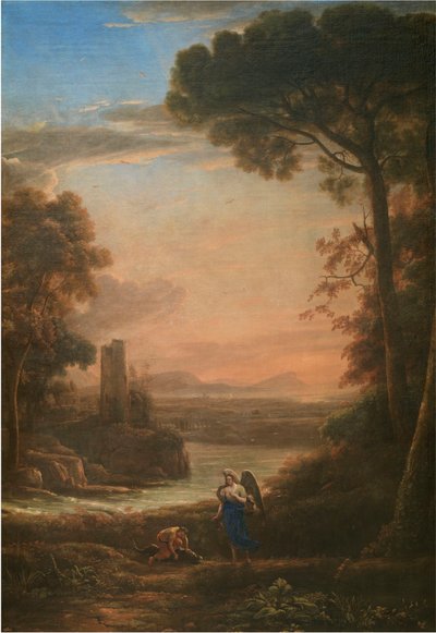 Paisagem com Tobias e o Anjo, 1639-1640. de Claude Lorrain