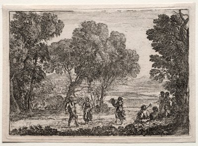 Paisagem com uma dança country (pequeno prato) de Claude Lorrain