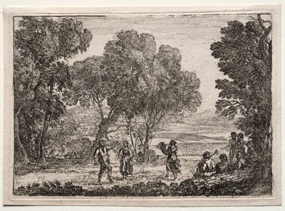 Paisagem com um prato pequeno de dança country, c. 1637 de Claude Lorrain