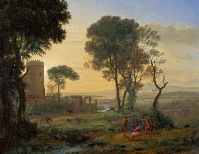 Paisagem com a fuga para o Egito, c. 1646 de Claude Lorrain