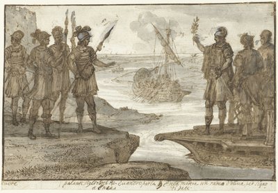 Encontro de Enéas com Pallas, o filho de Euander (Evander) de Claude Lorrain