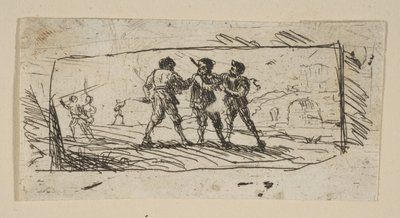 Estude com a Seção Inferior de Brigands, ca. 1633 de Claude Lorrain