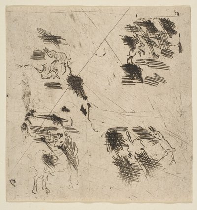 Estudo com Brigands Seção Superior, ca. 1633 de Claude Lorrain