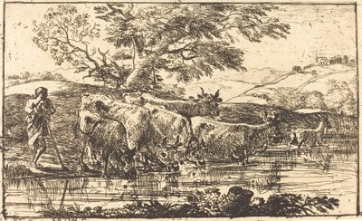 O rebanho no local de rega de Claude Lorrain