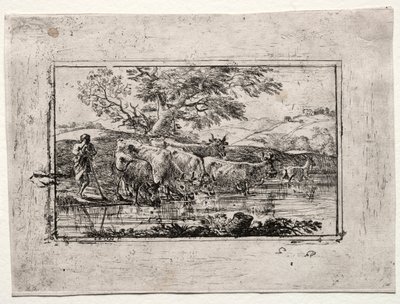 O rebanho no local de rega, 1635. de Claude Lorrain