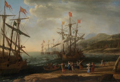 As mulheres de Troia ateando fogo em sua frota, ca. 1643 de Claude Lorrain