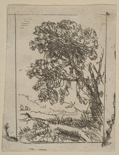 A árvore esquerda de duas paisagens, ca. 1630 de Claude Lorrain