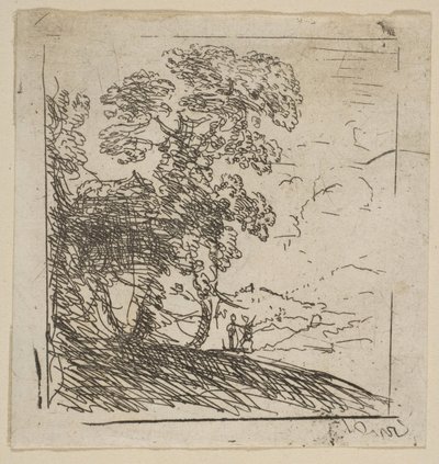 A árvore certa de duas paisagens, ca. 1630 de Claude Lorrain