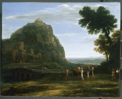 Vista de Delfos com uma procissão, 1673 de Claude Lorrain