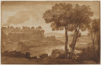 Vista do Acqua Acetosa reto, c. 1645. de Claude Lorrain