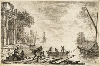 Cena do Porto com Sol Nascente, 1634 de Claude Lorrain