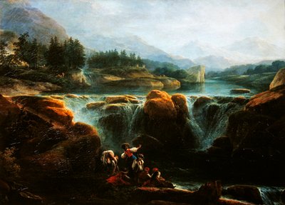 Paisagem suíça, c.1790-94 de Claude Louis Chatelet