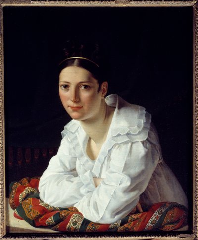 Retrato de Madame Claude Marie Dubufe (1793-1837), esposa do pintor. Pintura de Claude Marie Dubufe (1790-1864) de Claude Marie Dubufe