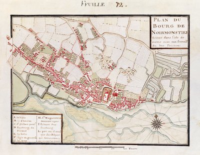 Atlas 131 H. Fol 72 Plano de Noirmoutier-en-l&39;Ile, c.1700 (caneta, tinta e wc no papel) de Claude Masse