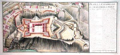 Cidadela de Saint-Jean de Port em 1689, da Traite de Fortifications (caneta e tinta e wc no papel) de Claude Masse