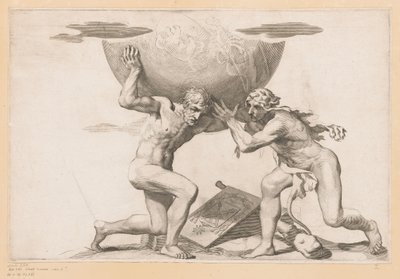 Atlas entrega a esfera celeste a Hércules de Claude Mellan (possibly)