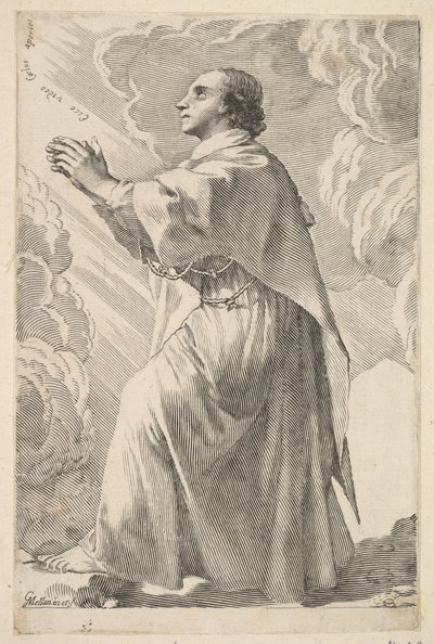 Um jovem santo em oração. de Claude Mellan