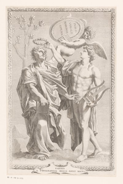 Apolo coroa Publius Vergilius Maro Título da página: Publius Vergilius Maro, Publius Virgilius Maronis Opera, 1641 de Claude Mellan