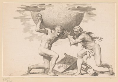 Atlas entrega a esfera celeste a Hércules de Claude Mellan