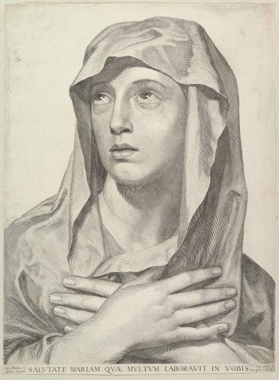 Busto da Virgem, 1650. de Claude Mellan