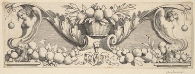 Faixa para a cabeça: Cesta de frutas. de Claude Mellan