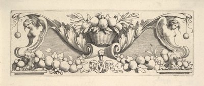 Faixa para a cabeça: Cesta de frutas. de Claude Mellan